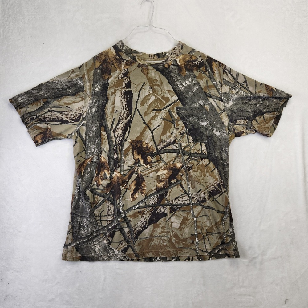 Outfitters Ridge Mens XL Fusion 3-D Camo Pocket T-Shirt Brown Tan Camouflage Tee